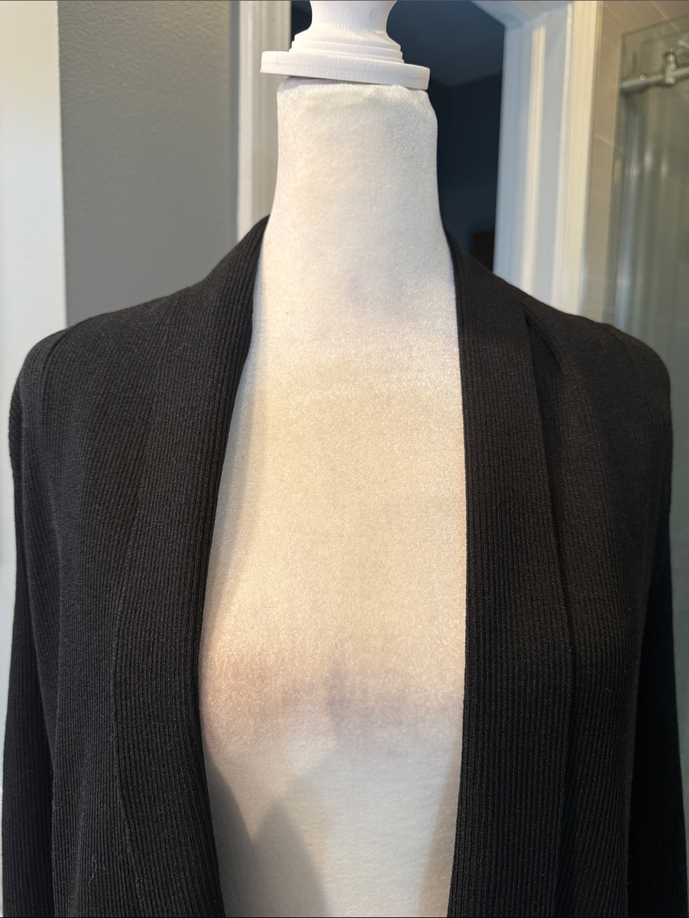 Elie Tahari Black Open Front Drape Knit Cardigan Small NWT - Picture 3 of 10